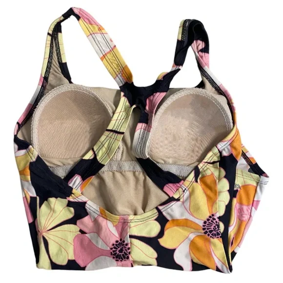 Speedo One Piece Swimsuit Racerback Black Floral Sz 8 Full Coverage UPF 50+ - Picture 9 of 10